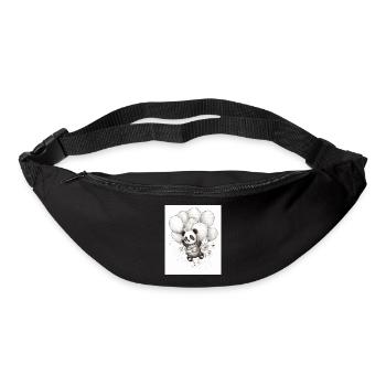 Cute baby panda flying with balloons - Bum bag - black - Front