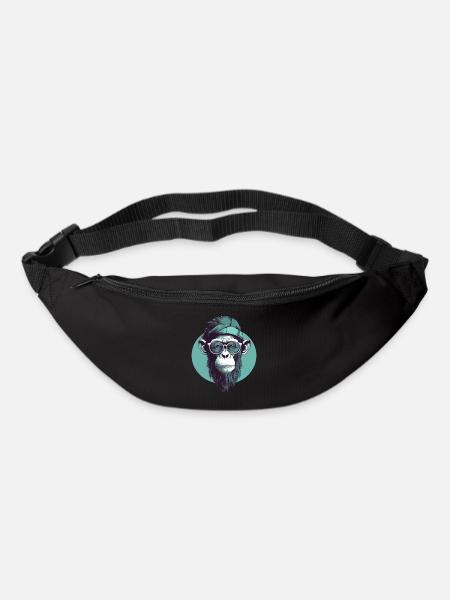 Cool hipster monkey with glasses and cap - Bum bag - black