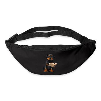 Rottweiler Buch lesen Hunde Rottweilerwelpe Hund - Gürteltasche - Schwarz - Vorne