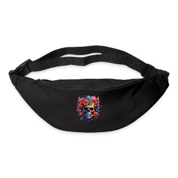 Bouquet de fleurs Sucre Crâne Crâne - Sac banane - noir - Devant