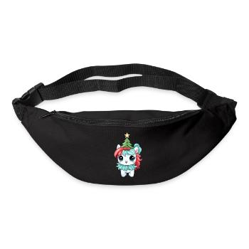 Christmas unicorn with fir tree and - Bum bag - black - Front