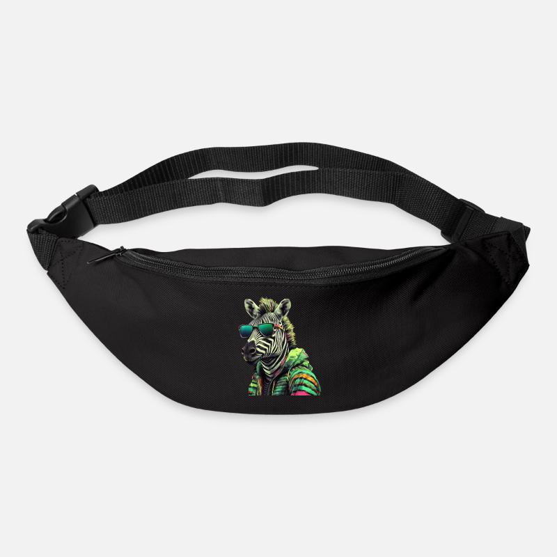Zebra mit Sonnenbrille Bunt Coole Zebras Afrika - Gürteltasche - Schwarz