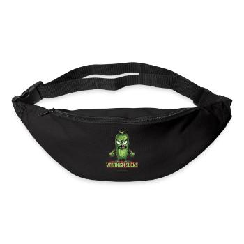 Cartoon Cucumber says: Veganism is stupid - Bum bag - black - Front
