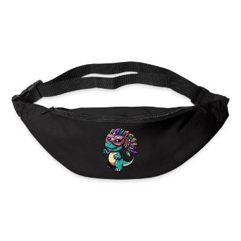 Mardi Gras T-Rex Dino: Maske und Perlen - Gürteltasche - Schwarz - Vorne