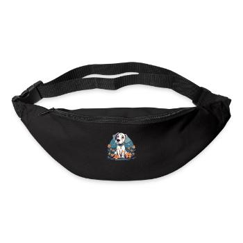 Flowers and a cute cute puppy dog - Bum bag - black - Front