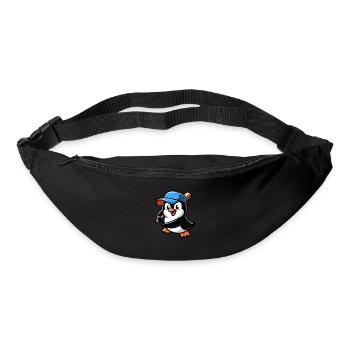 Pinguin Baseballspieler Action - Gürteltasche - Schwarz - Vorne