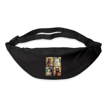 Chats dans le style d'Alphonse Mucha - Sac banane - noir - Devant