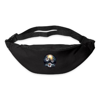 Nuit d’horreur : Fleurs et lune brillante - Sac banane - noir - Devant