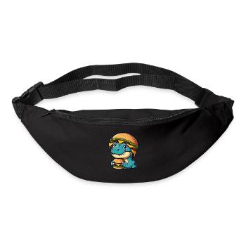 Dino T-Rex satisfait avec Hamburger Cheeseburger - Sac banane - noir - Devant