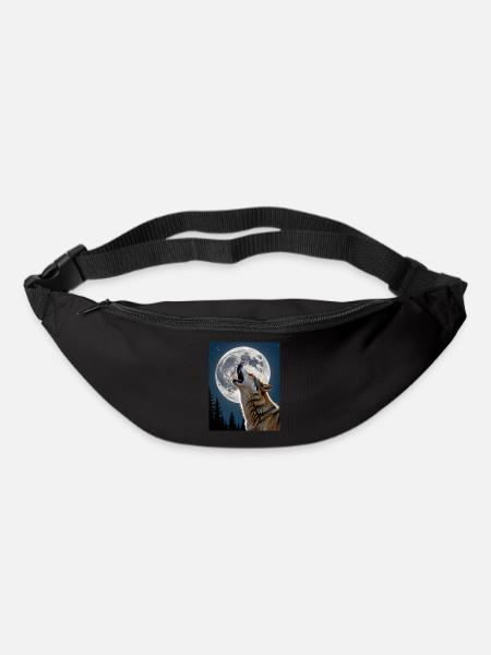 heulender Wolf Vollmond Mond Natur Episch Nacht - Gürteltasche - Schwarz