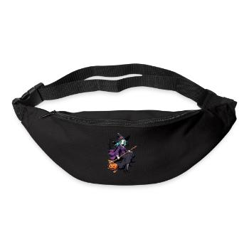 Cute witch with broom and bats - Bum bag - black - Front
