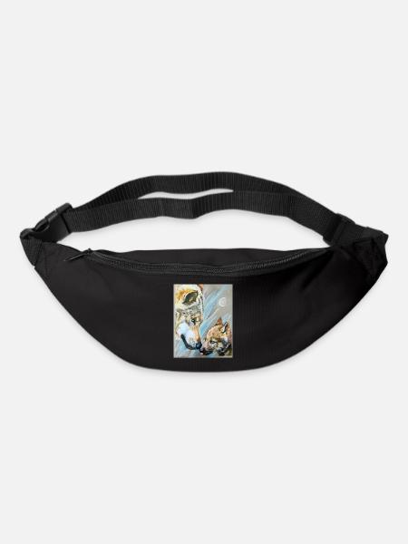 Wolfmama und Wolfjunges - Gürteltasche - Schwarz
