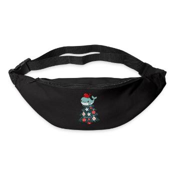 Arbre de Noël mignon sapin dessin animé avec mer - Sac banane - noir - Devant