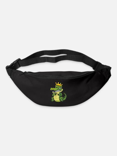 Alligator Cartoon Couronne - Sac banane - noir
