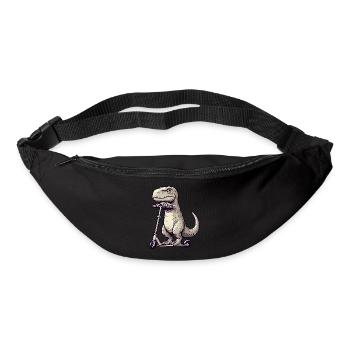 Mürrischer Dino T-Rex auf Kickroller Comic - Gürteltasche - Schwarz - Vorne
