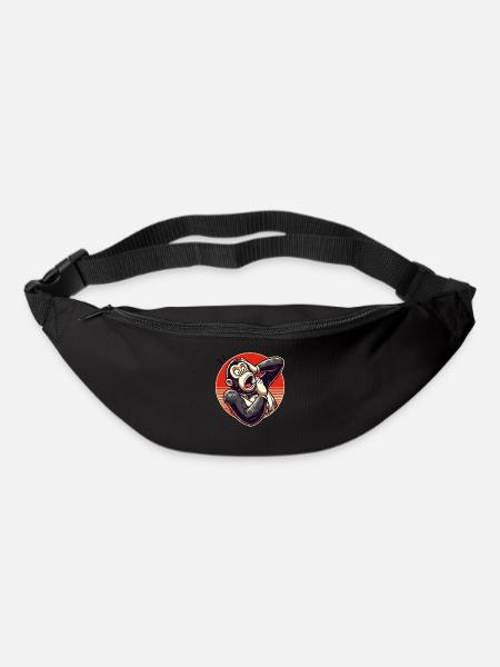 Überraschter Retro Gentleman Gorilla - Gürteltasche - Schwarz