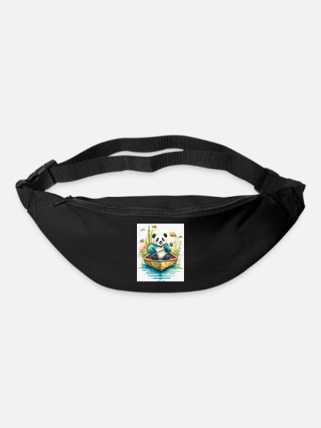 Panda Rowing Boat in Bloom - Bum bag - black