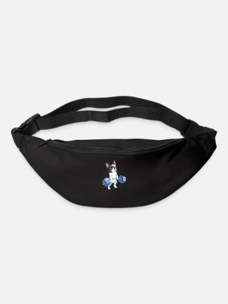 Bulldog français de remise en forme musculaire - Sac banane - noir