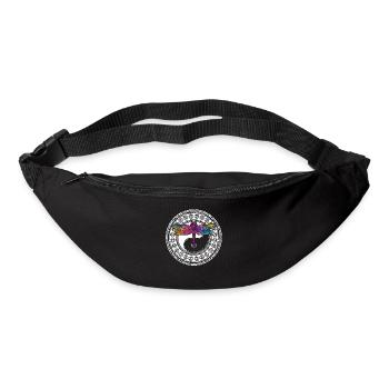 Mandala de yoga avec libellule et ying yang - Sac banane - noir - Devant