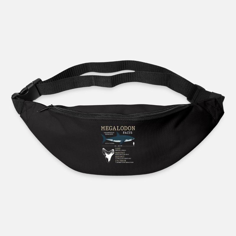 mégalodone, requin, requin, - Sac banane - noir