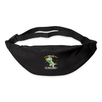 Einschulung T-Rex Schule Kinder Schultüte Dinos - Gürteltasche - Schwarz - Vorne