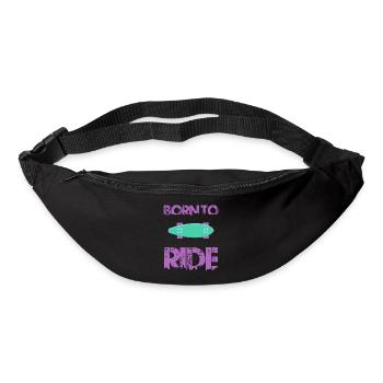 né pour rouler born to ride skateboard skate - Sac banane - noir - Devant