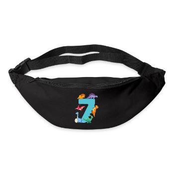 7e anniversaire | Chemise d’anniversaire de dinosaure | - Sac banane - noir - Devant