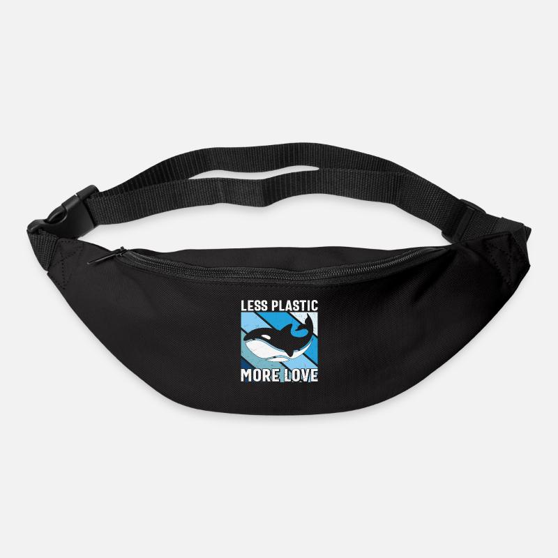 Moins de plastique Plus d’amour Sauver la mer Orque Baleine - Sac banane - noir