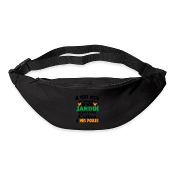 M'occuper de mon jardin Cadeau jardinier poules - Sac banane - noir - Devant