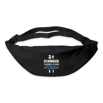 Toujours Les Bons Tuyaux - Humour Plombier - Sac banane - noir - Devant
