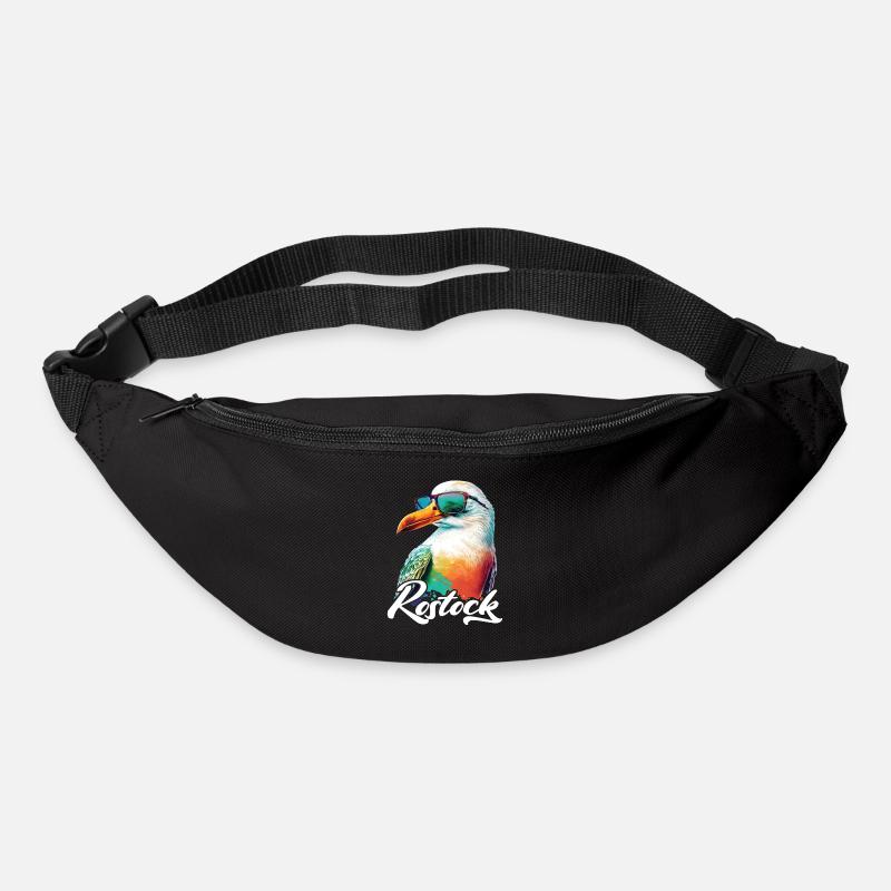 Rostock Urlaub coole bunte Möwe mit Sonnenbrille - Gürteltasche - Schwarz