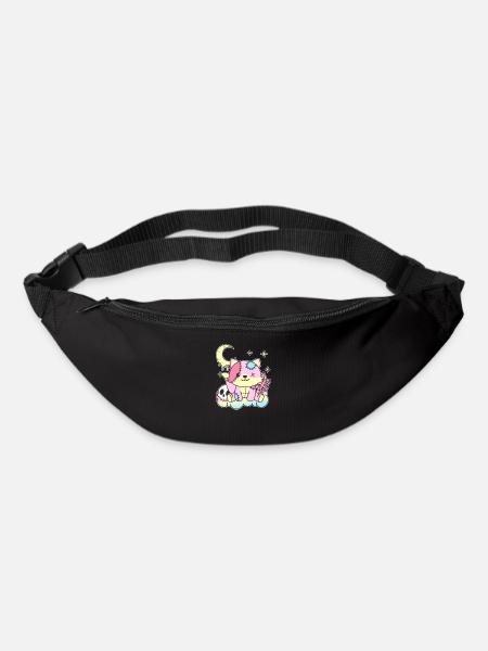 Kawaii Gothique Renard Pastel Goth - Sac banane - noir