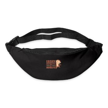 Facilement distrait par les singes - singe mignon - Sac banane - noir - Devant
