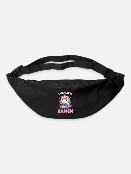 licorne mignonne mange des nouilles ramen licornes ramen - Sac banane - noir