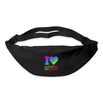 I Love 80er Jahre - bunter Regenbogen - Kostüm - Gürteltasche - Schwarz - Vorne