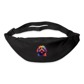 Wasserfarben Farbenfroher Bologneser - Gürteltasche - Schwarz - Vorne