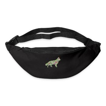 Fleurs de chien de berger blanc - Sac banane - noir - Devant