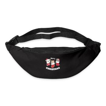 De jolis alpagas en chaussettes de Noël - Sac banane - noir - Devant