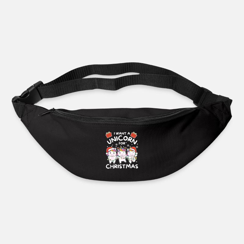 Ich will ein Einhorn zu Weihnachten süße Einhörner - Gürteltasche - Schwarz