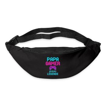 Papa GAMER Niveau : Légende cadeau fête des pères - Sac banane - noir - Devant
