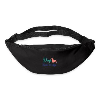 Dogs Books and Coffee, Dog Tshirt, Dog Mom, - Sac banane - noir - Devant