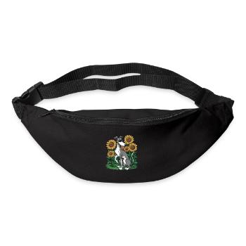 Lévrier et tournesols - Sac banane - noir - Devant