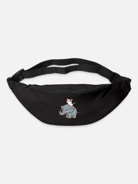 Le chat monte à dos d’éléphant - Sac banane - noir