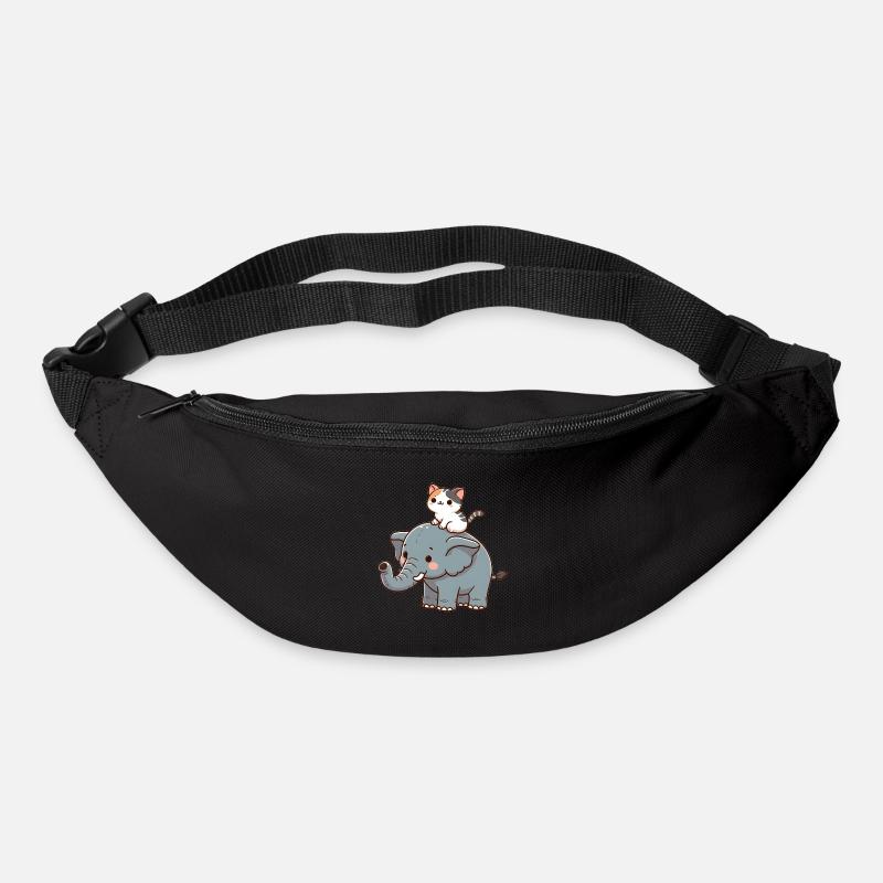 Le chat monte à dos d’éléphant - Sac banane - noir