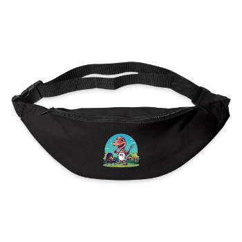 Mignon dinosaure comique au barbecue - Sac banane - noir - Devant
