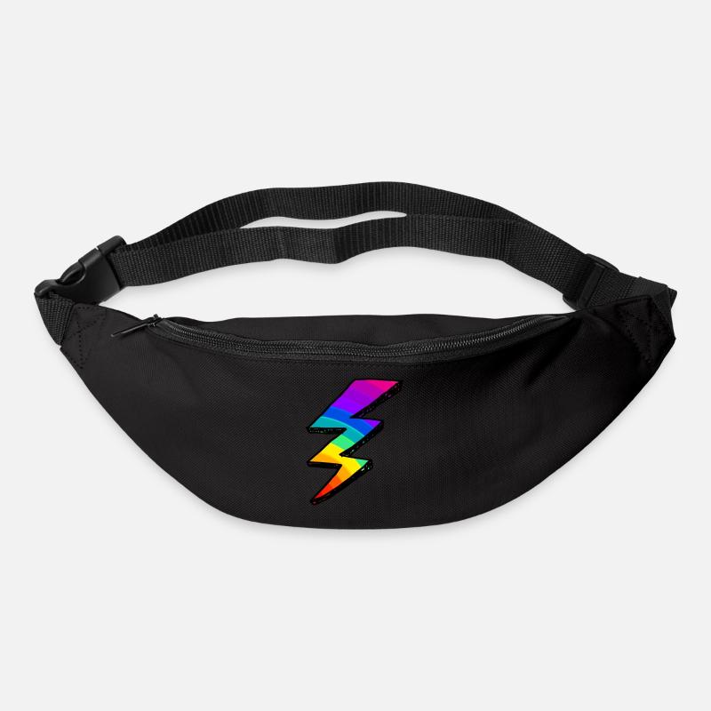 Colorful lightning Bolt. Rainbow - Bum bag - black