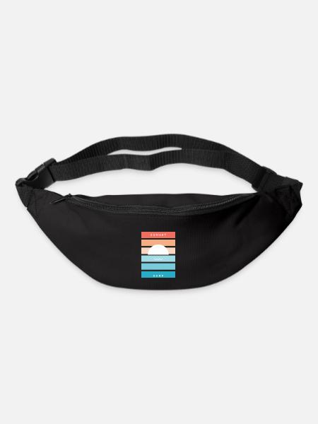 t-shirt sunset et surf cadeau anniversaire - Sac banane - noir