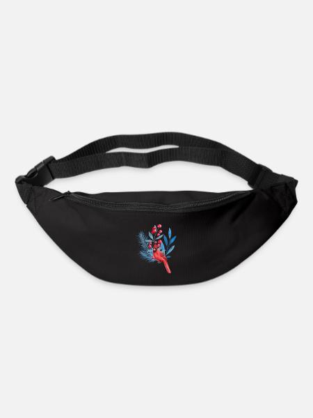 Roter Kardinal in blauen Blättern - Gürteltasche - Schwarz