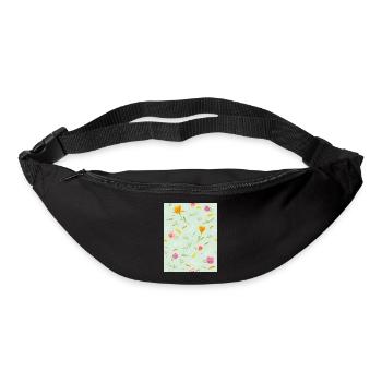 Beau motif avec des fleurs - Sac banane - noir - Devant