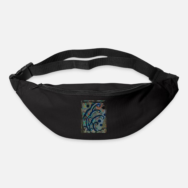Japanese Great Wave Floral Pattern Collage Art 85 - Bum bag - black